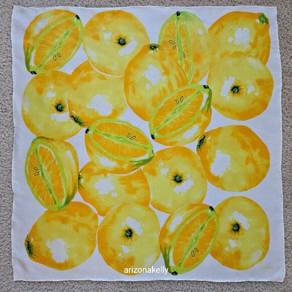 Echo Accessories - Echo Silk Scarf Neckerchief Hand-rolled Lemons Oranges Citrus